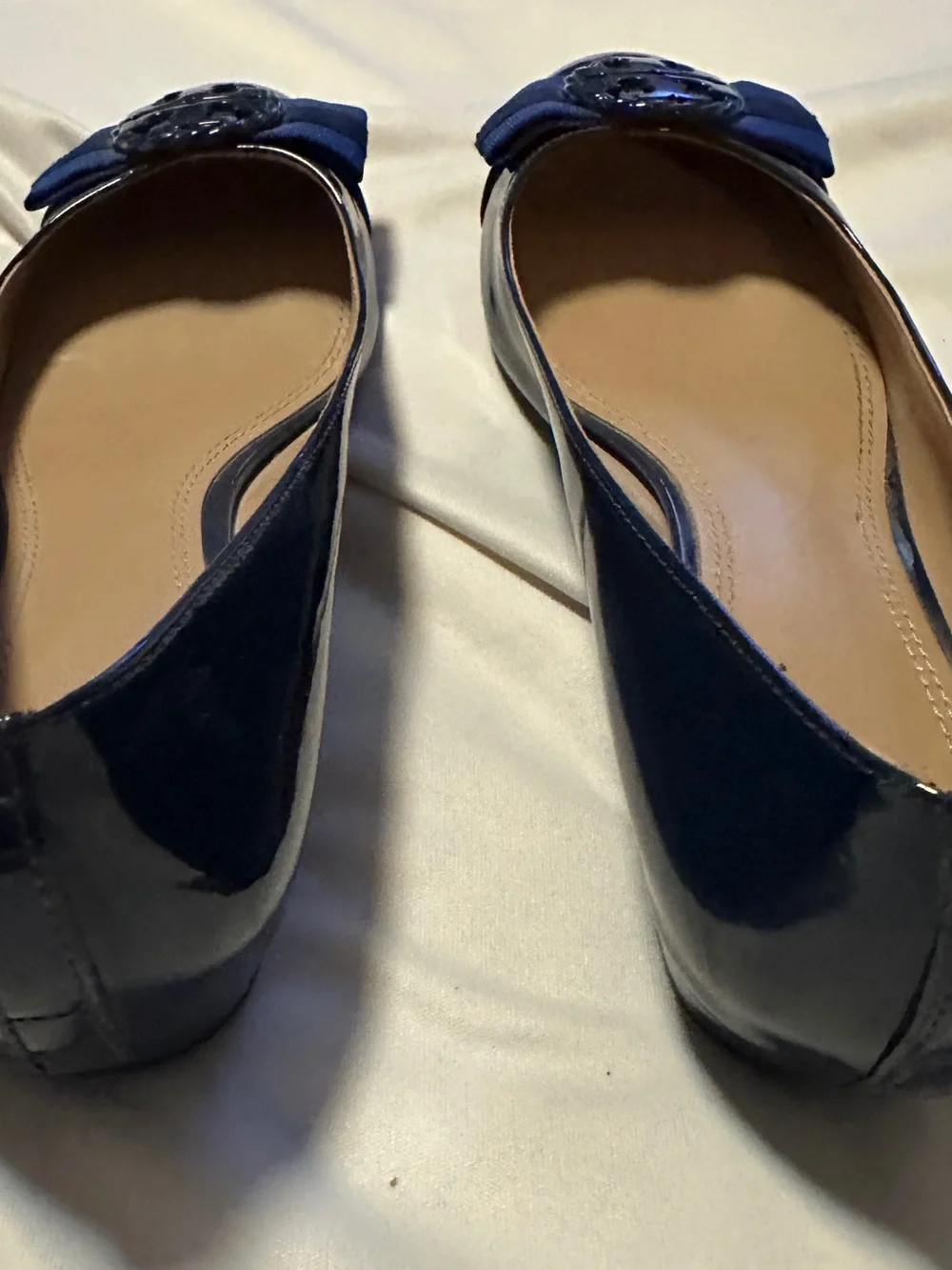 Tory Burch Navy Patent Leather Logo Ballet Flats size 9